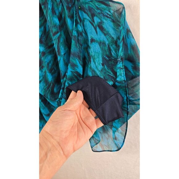 Mini Tunic Dress by Express Sz SP Tropical Blue Green Sheer Lined Party Vacation - Picture 6 of 11